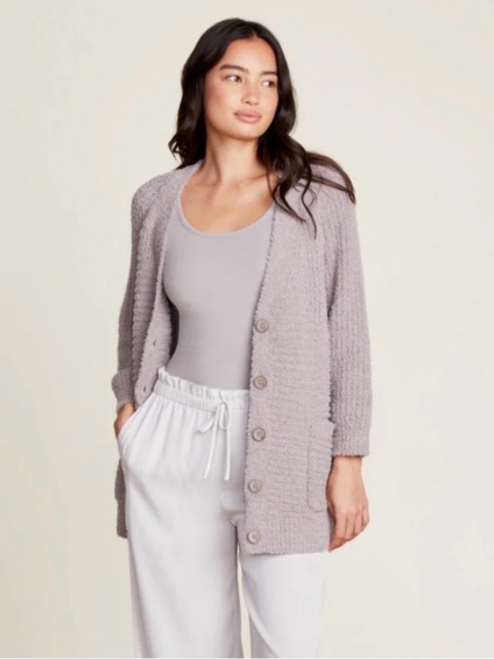 Barefoot Dreams Cozy Twist Raglan
Cardigan

Cozy Open-Front Knit Cardigan Sweate